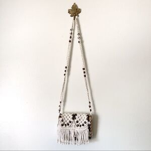 New Straw Studio Macrame Flap shoulder bag NWT